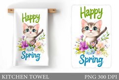 Spring Cat Kitchen Towel. Spring Kitchen Towel Design Product Image 1