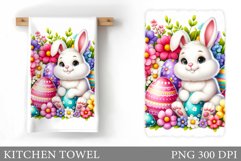 Cute Bunny Kitchen Towel Design. Easter Bunny Kitchen Towel Product Image 1