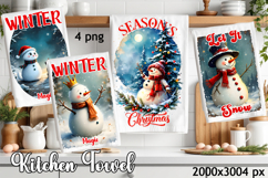 Cozy christmas snowman Sublimation Design for Kitchen Towel Product Image 1