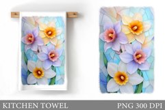 Daffodils Kitchen Towel. Flowers Kitchen Towel Sublimation Product Image 1