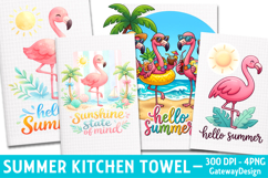 Hello Summer Kitchen Towel Sublimation, Summer Png Product Image 1