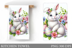 Easter Bunny Kitchen Towel. Bunny Kitchen Towel Sublimation Product Image 1