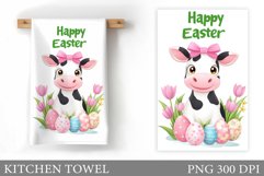 Easter Cow Kitchen Towel. Easter Kitchen Towel Design Product Image 1
