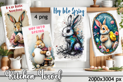 Easter Bunny Kitchen Towel Sublimation Design Product Image 1