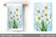 Daffodils Kitchen Towel. Flowers Kitchen Towel Design Product Image 1