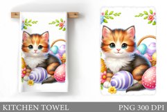 Easter Cat Kitchen Towel. Easter Kitchen Towel Sublimation Product Image 1
