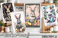 Easter Bunny Kitchen Towel Sublimation Design Product Image 1