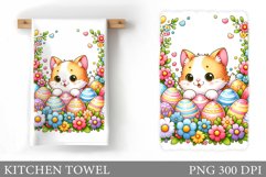 Easter Cat Kitchen Towel. Easter Kitchen Towel Sublimation Product Image 1