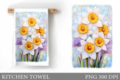 Daffodils Kitchen Towel. Flowers Kitchen Towel Design Product Image 1