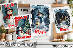 Cozy christmas snowman Sublimation Design for Kitchen Towel Product Image 1
