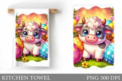 Easter Cow Kitchen Towel. Easter Kitchen Towel Design Product Image 1