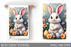 Easter Bunny Kitchen Towel. Bunny Kitchen Towel Sublimation Product Image 1