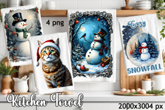 Cozy christmas snowman Sublimation Design for Kitchen Towel Product Image 1