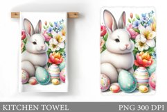 Easter Bunny Kitchen Towel. Bunny Kitchen Towel Sublimation Product Image 1