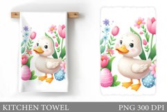Easter Duck Kitchen Towel. Easter Kitchen Towel Sublimation Product Image 1