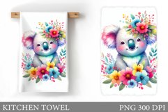 Cute Koala Kitchen Towel. Koala Flowers Kitchen Towel Design Product Image 1