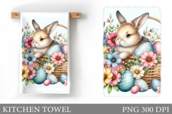 Easter Bunny Kitchen Towel. Bunny Kitchen Towel Sublimation Product Image 1