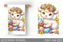 Easter Lamb Kitchen Towel. Easter Kitchen Towel Sublimation Product Image 1