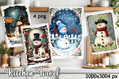 Cozy christmas snowman Sublimation Design for Kitchen Towel Product Image 1