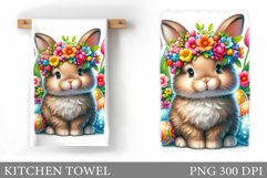 Easter Bunny Kitchen Towel . Easter Kitchen Towel Design Product Image 1