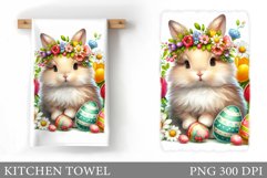 Easter Bunny Kitchen Towel. Bunny Kitchen Towel Sublimation Product Image 1