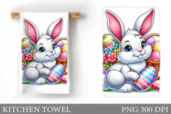 Easter Bunny Kitchen Towel. Bunny Kitchen Towel Sublimation Product Image 1