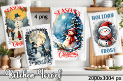 Cozy christmas snowman Sublimation Design for Kitchen Towel Product Image 1