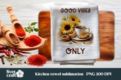 Coffee kitchen towel design I Sunflower dish towel PNG