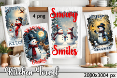 Cozy christmas snowman Sublimation Design for Kitchen Towel Product Image 1