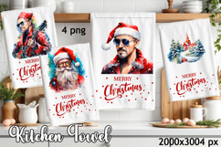 Christmas Kitchen Towel Sublimation Design | Santa Claus Product Image 1