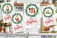 Christmas Kitchen Towel Sublimation Design flowers Christmas Product Image 1