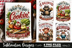 Funny Kitchen Towel 4 PNG Retro PNG Sublimation Product Image 1