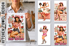 Pink Cowgirl Kitchen Towel PNG | Retro Western Product Image 1