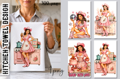 Pink Cowgirl Kitchen Towel PNG | Retro Western Product Image 1