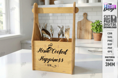 Kitchen Utensil Holder with a Handle Laser Cut | Organizer Product Image 1