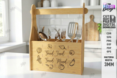 Kitchen Utensil Holder with a Handle Laser Cut | Organizer Product Image 1