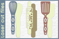 3d Layered Bookmarks with Baking utensils svg, Kitchen decor Product Image 2