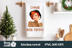 Pin up girl kitchen towel sublimation design, retro woman kitchen towel clipart PNG