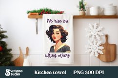 Retro woman kitchen towel sublimation | Towel PNG design