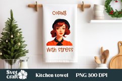 Pin up girl kitchen towel PNG bundle | Retro woman towel PNG Product Image 2