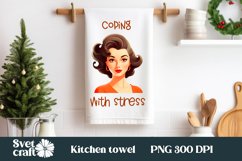 Pin up girl kitchen towel PNG | Retro woman towel PNG design