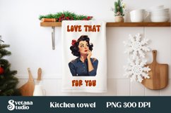 Retro woman kitchen towel | Pin up girl kitchen towel