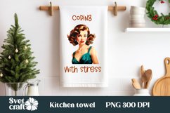 Pin up girl kitchen towel PNG bundle | Retro woman towel PNG Product Image 4