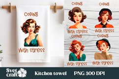 Pin up girl kitchen towel PNG bundle | Retro woman towel PNG