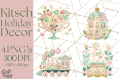 Kitsch Holiday Decor PNG, Mid Century Christmas Clipart Product Image 1