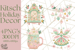 Kitsch Holiday Decor PNG, Mid Century Christmas Clipart Product Image 1