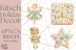 Kitsch Holiday Decor PNG, Mid Century Christmas Clipart Product Image 1