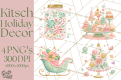 Kitsch Holiday Decor PNG, Mid Century Christmas Clipart Product Image 1