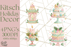 Kitsch Holiday Decor PNG, Mid Century Christmas Clipart Product Image 1