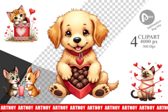 Kitsch Valentine Pets Clipart Product Image 1